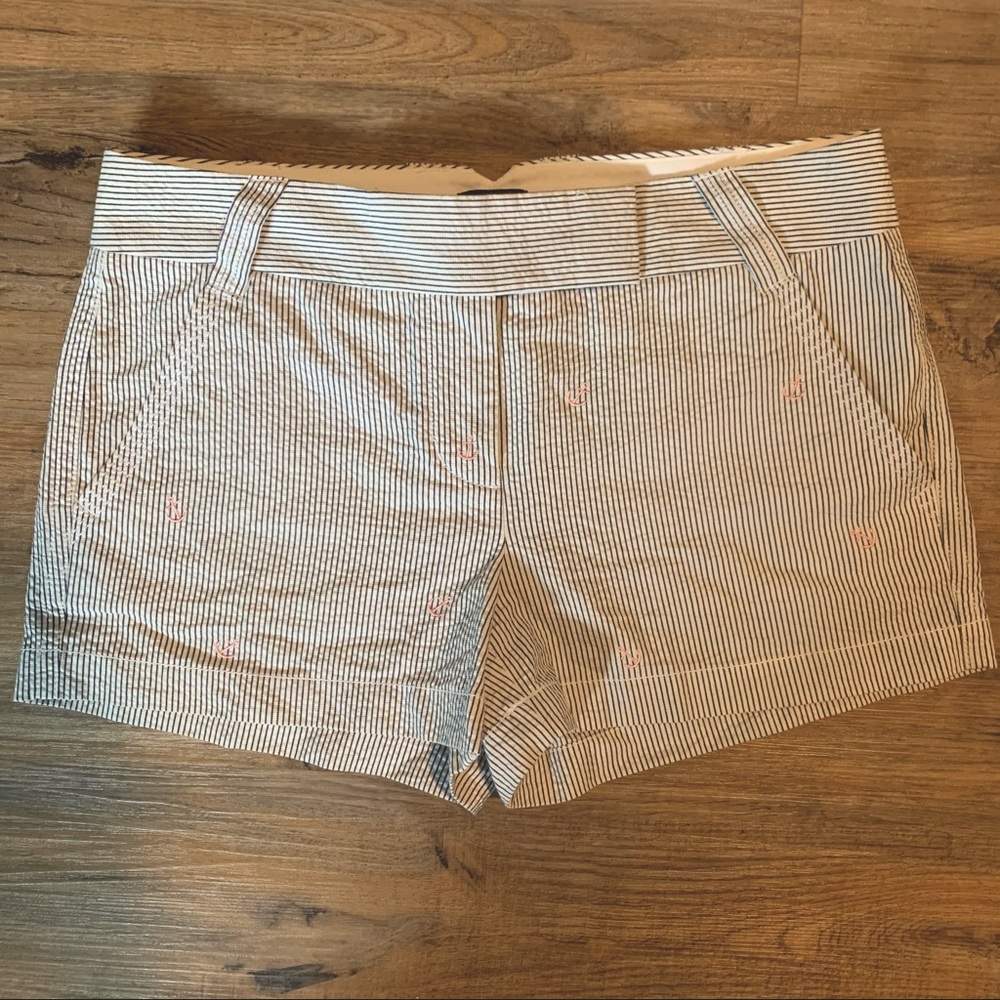 J Crew Seersucker City Fit Short Pink Anchor